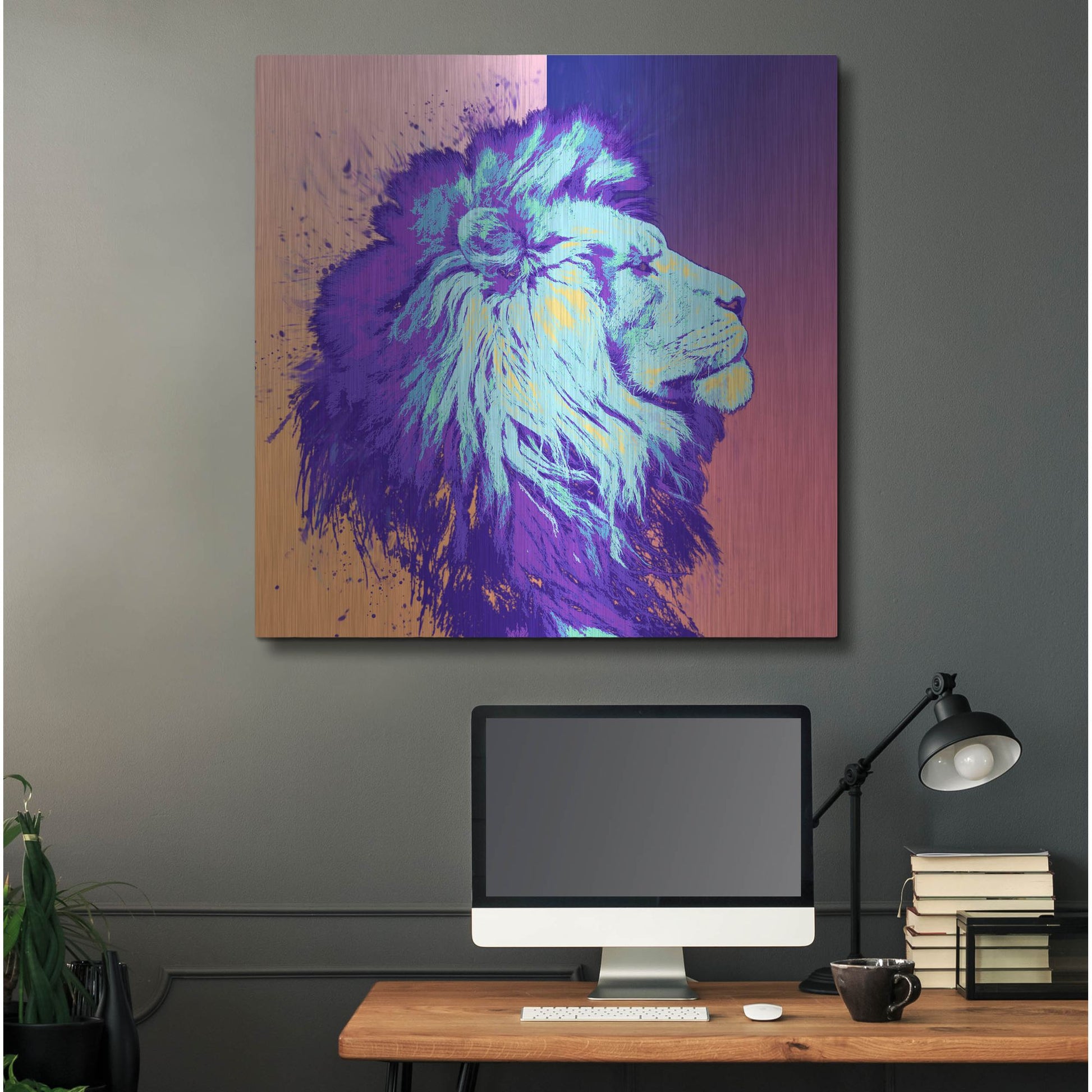 Luxe Metal Art 'A Lion', Metal Wall Art,36x36