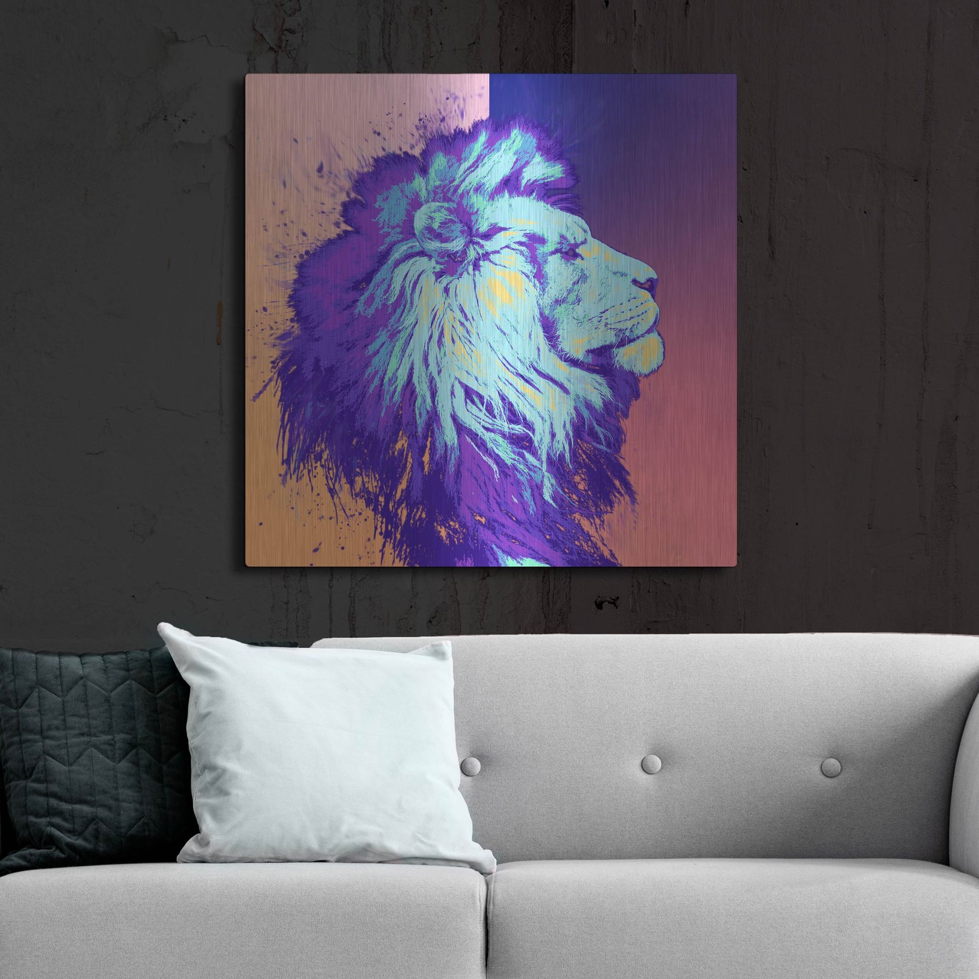 Luxe Metal Art 'A Lion', Metal Wall Art,36x36