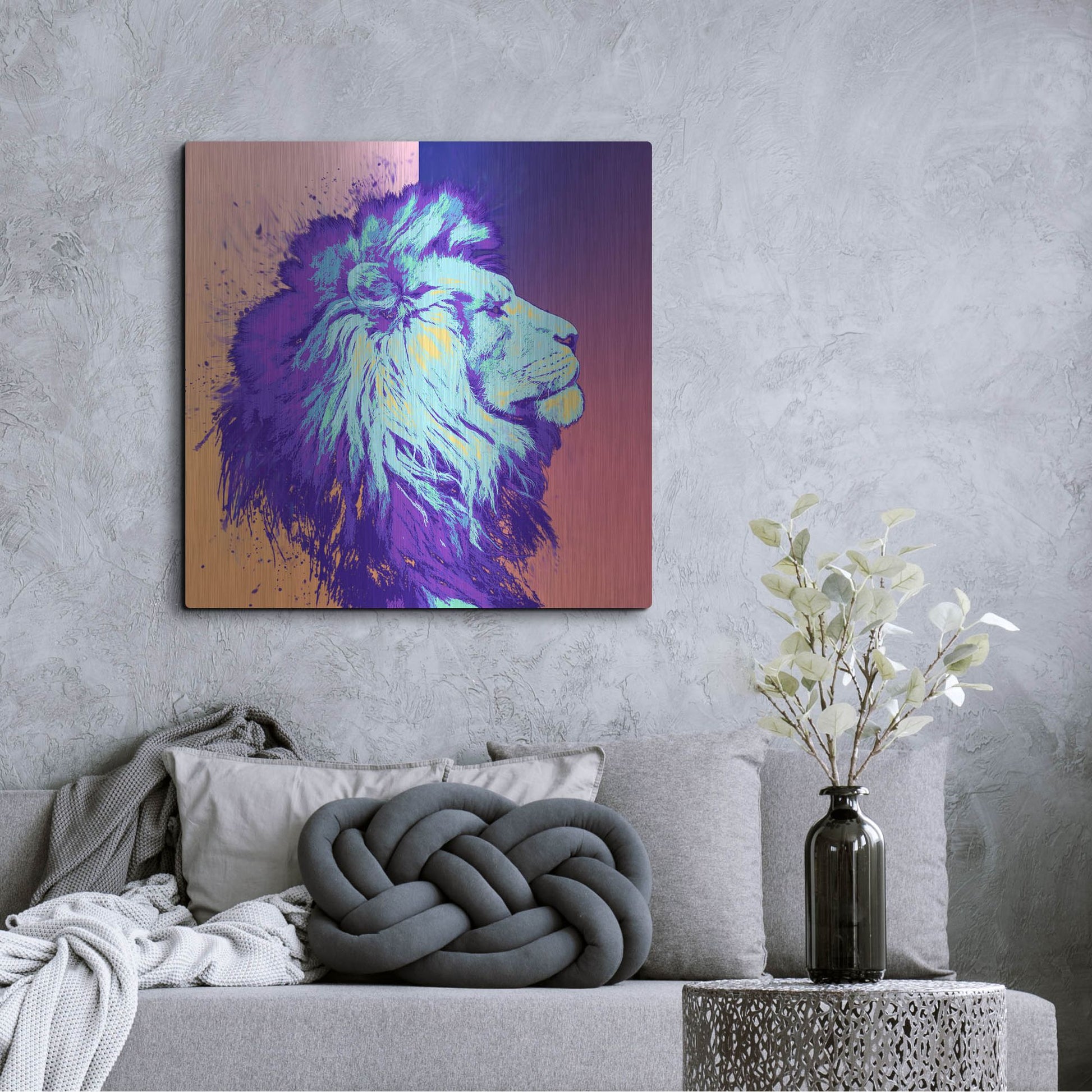 Luxe Metal Art 'A Lion', Metal Wall Art,36x36