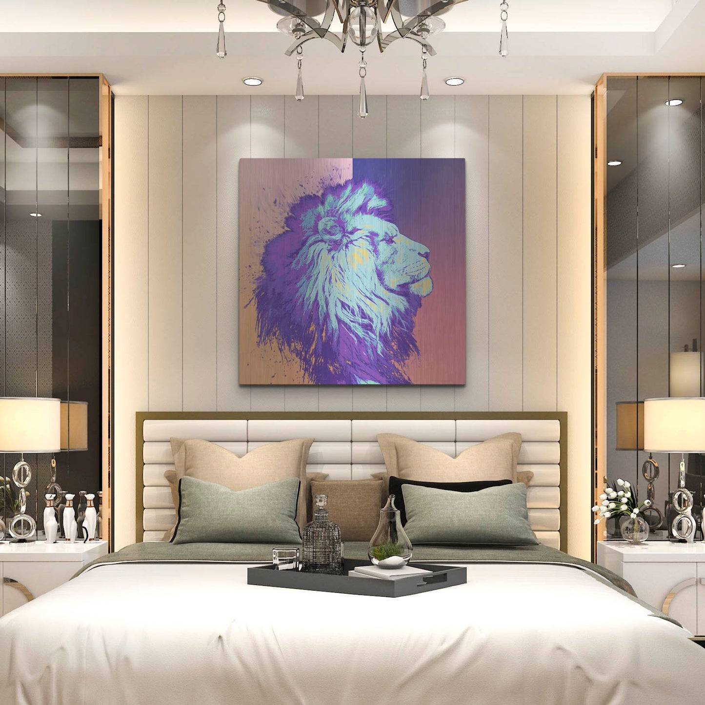 Luxe Metal Art 'A Lion', Metal Wall Art,36x36