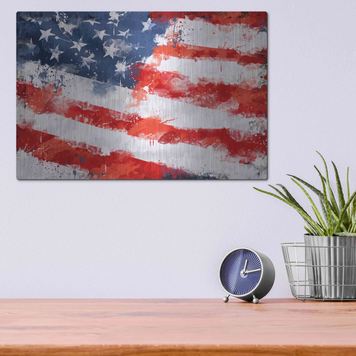 Luxe Metal Art 'American Flag', Metal Wall Art,16x12