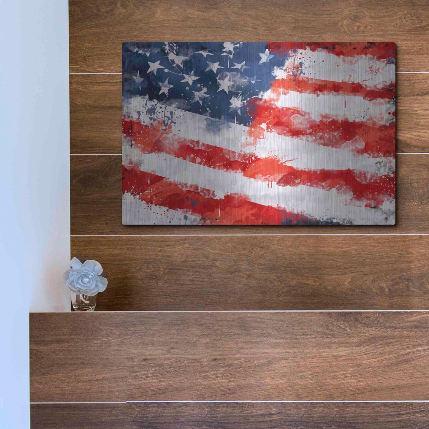 Luxe Metal Art 'American Flag', Metal Wall Art,16x12