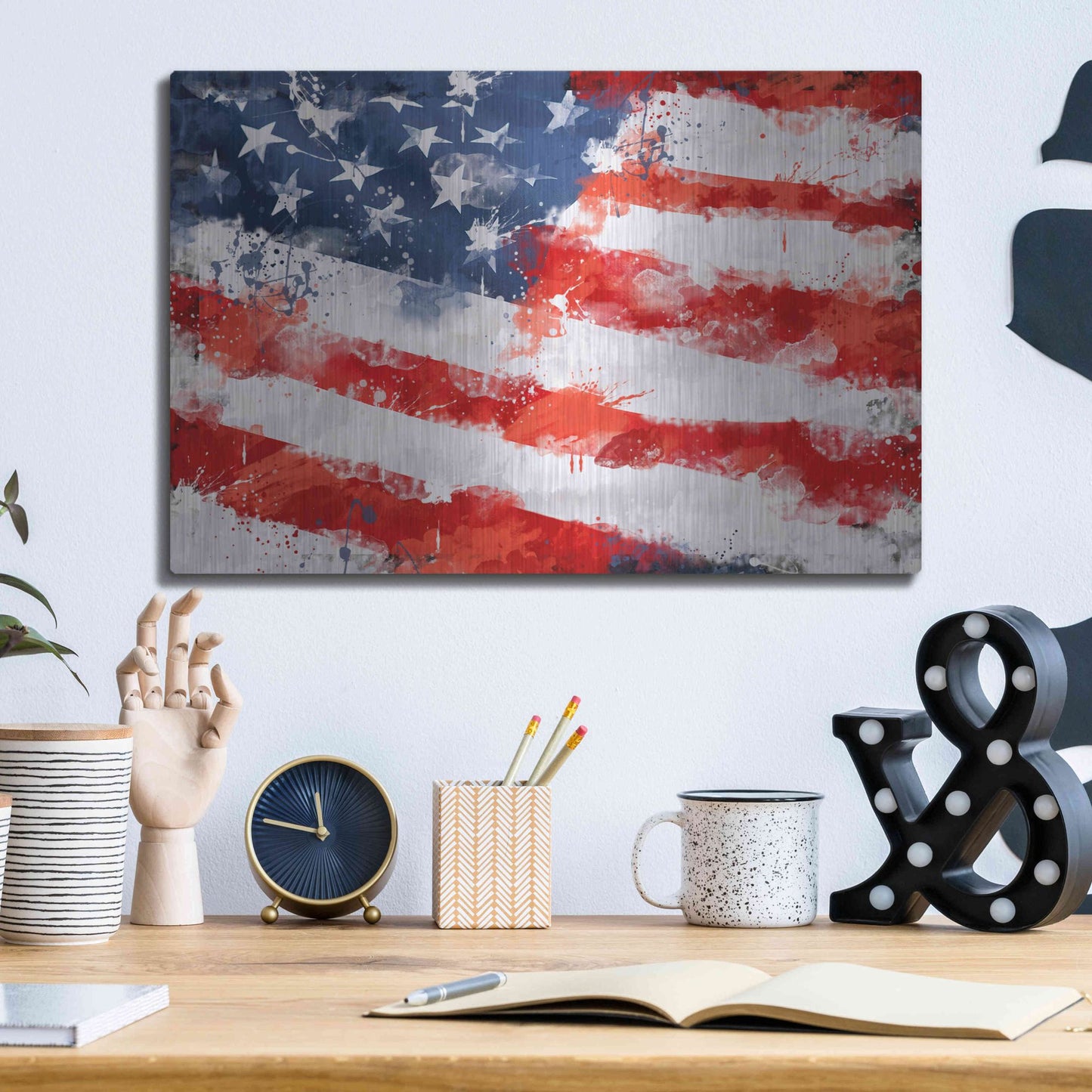 Luxe Metal Art 'American Flag', Metal Wall Art,16x12