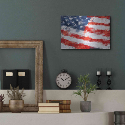 Luxe Metal Art 'American Flag', Metal Wall Art,16x12