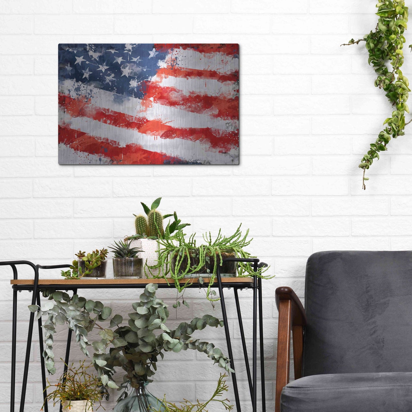 Luxe Metal Art 'American Flag', Metal Wall Art,16x12