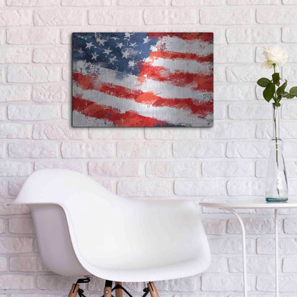 Luxe Metal Art 'American Flag', Metal Wall Art,24x16