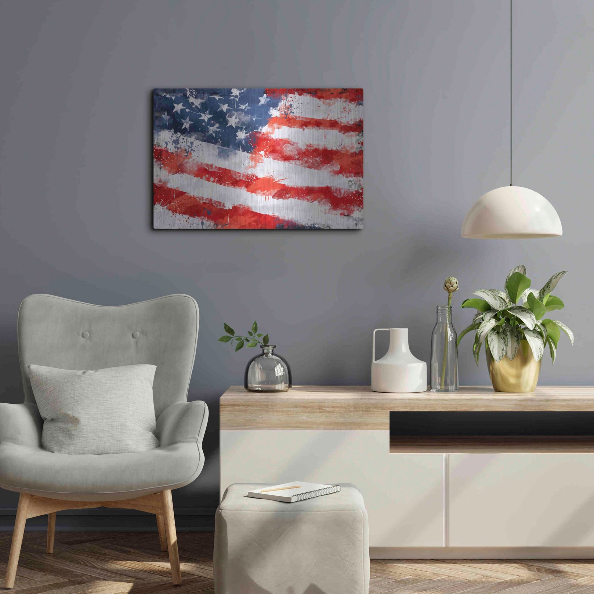 Luxe Metal Art 'American Flag', Metal Wall Art,24x16