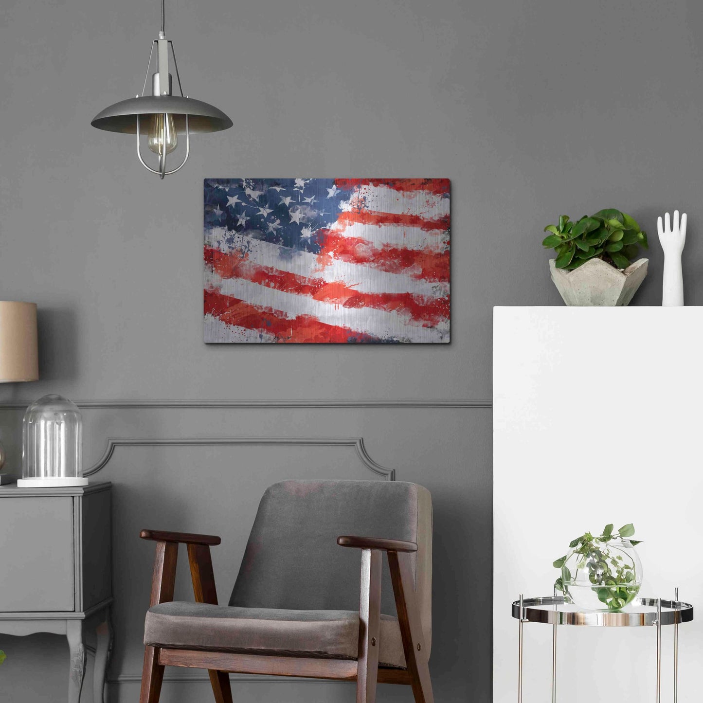 Luxe Metal Art 'American Flag', Metal Wall Art,24x16