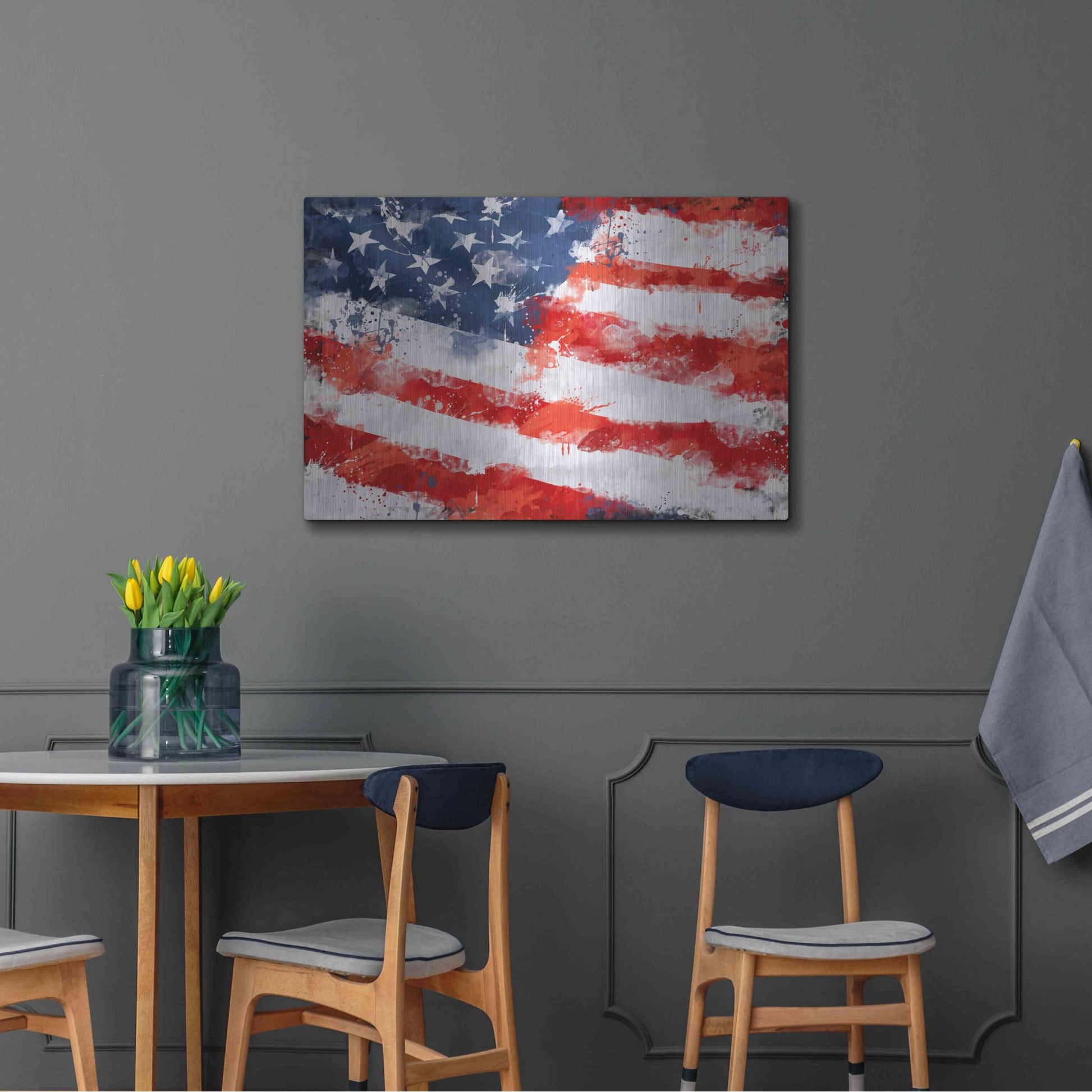 Luxe Metal Art 'American Flag', Metal Wall Art,36x24