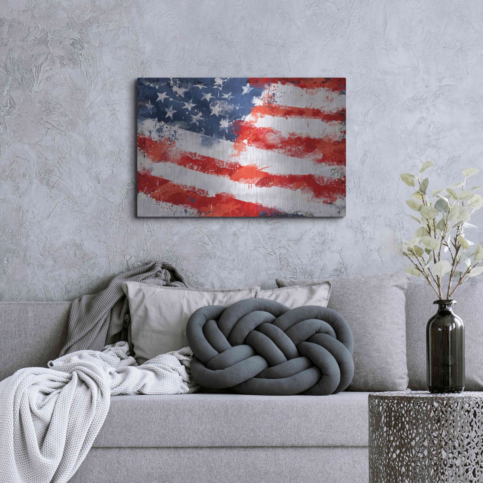 Luxe Metal Art 'American Flag', Metal Wall Art,36x24