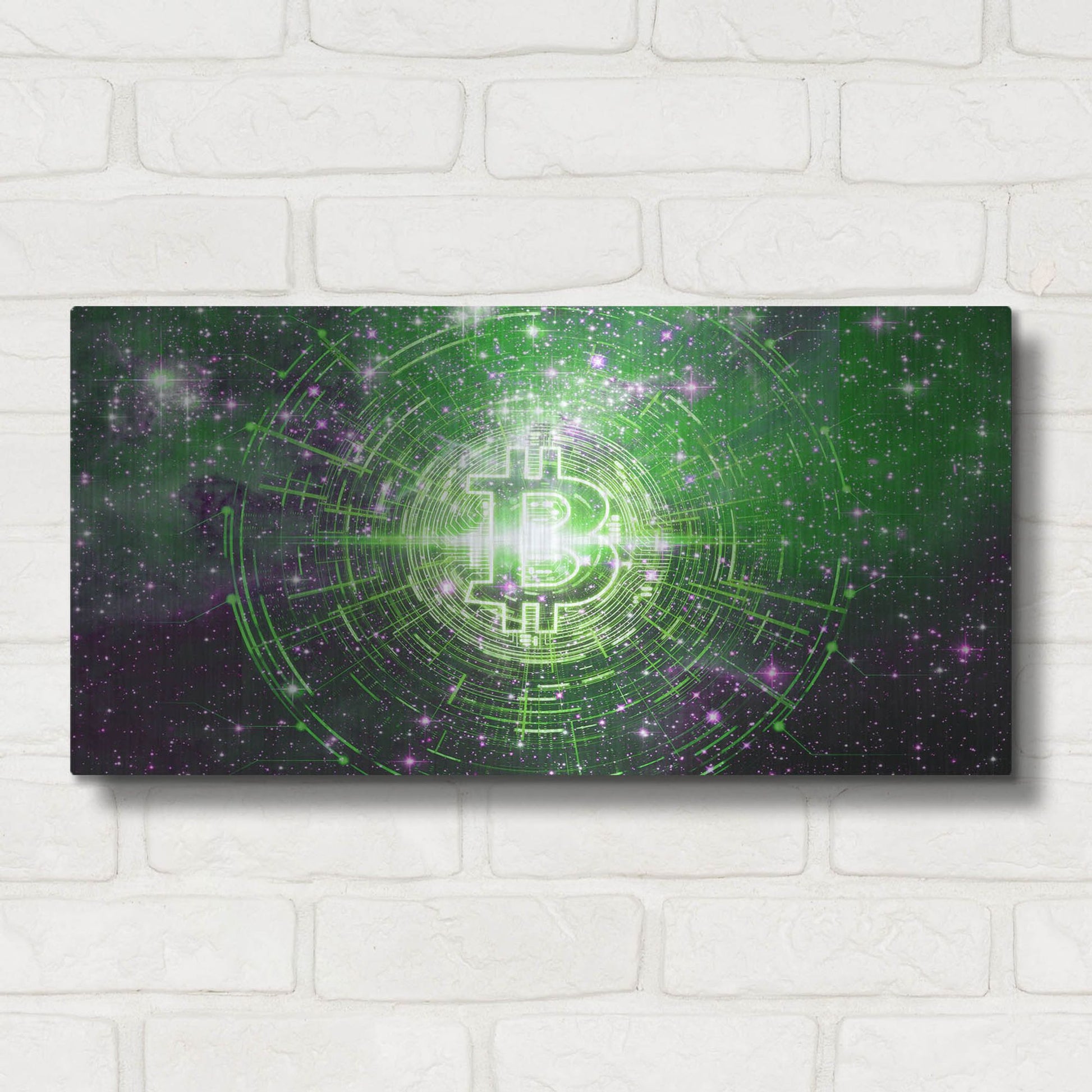 Luxe Metal Art 'Bitcoin Equinox', Metal Wall Art,24x12