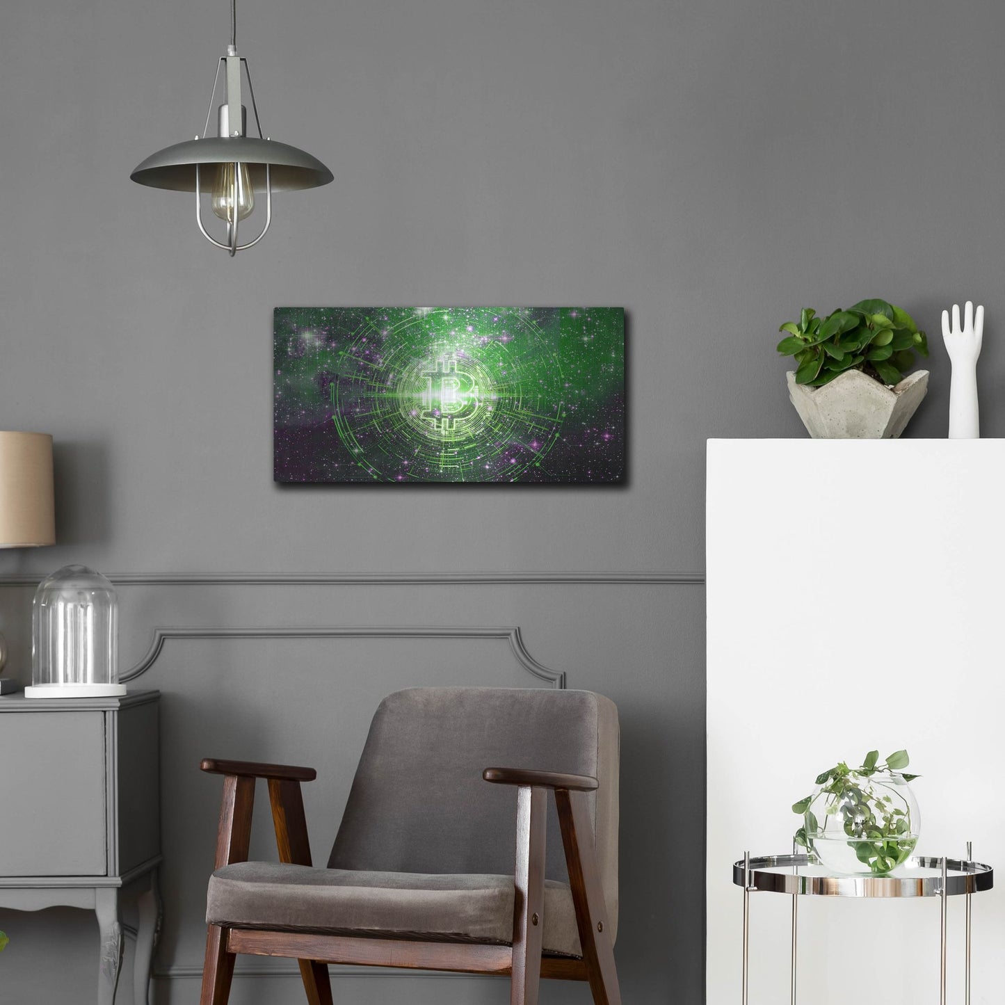 Luxe Metal Art 'Bitcoin Equinox', Metal Wall Art,24x12