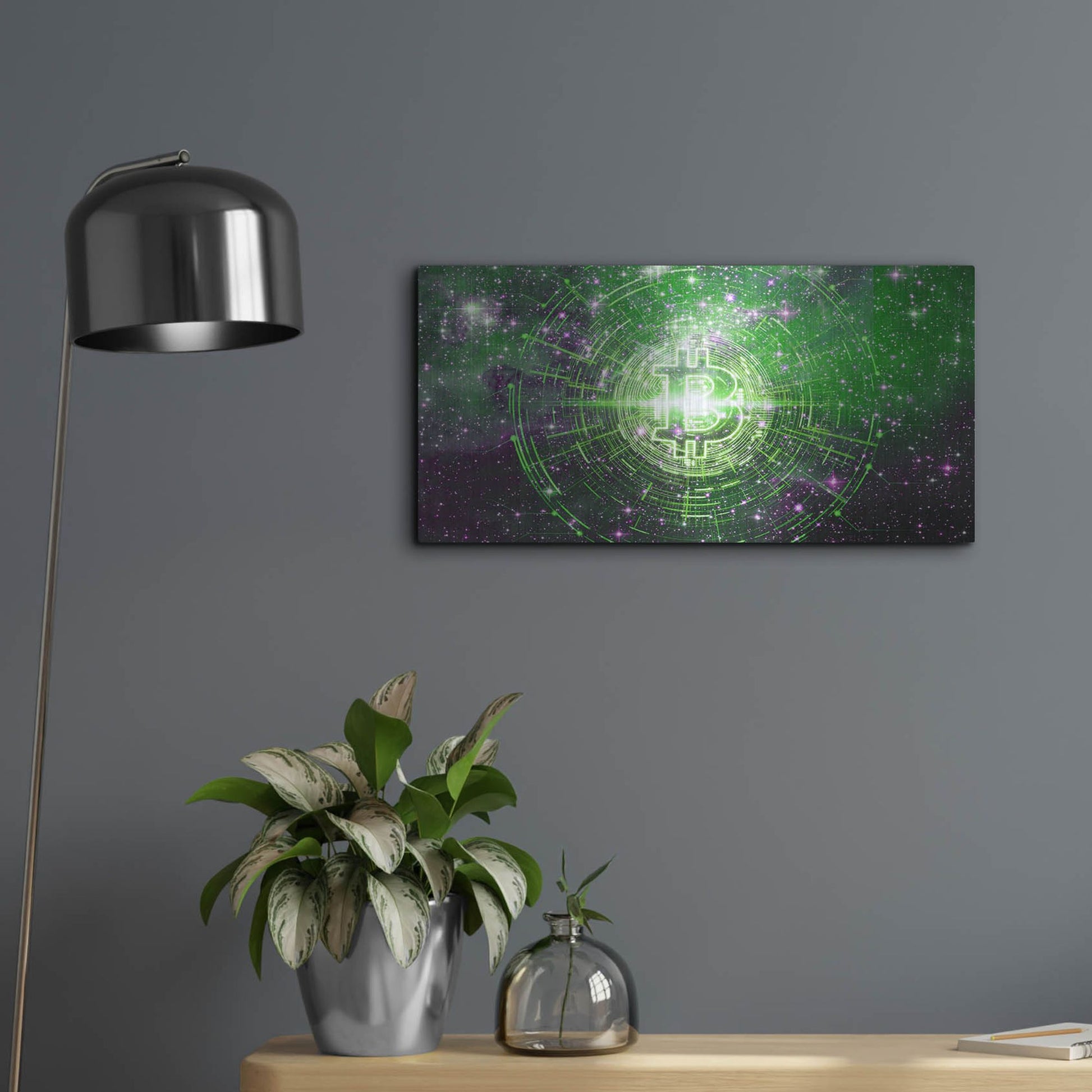 Luxe Metal Art 'Bitcoin Equinox', Metal Wall Art,24x12