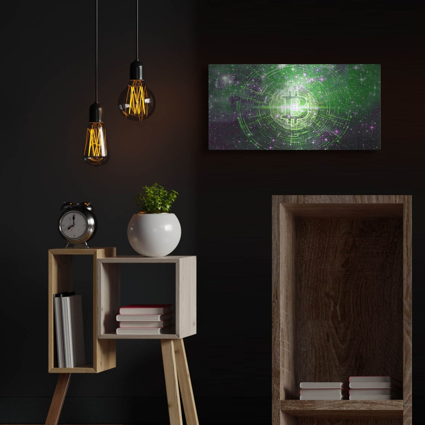 Luxe Metal Art 'Bitcoin Equinox', Metal Wall Art,24x12