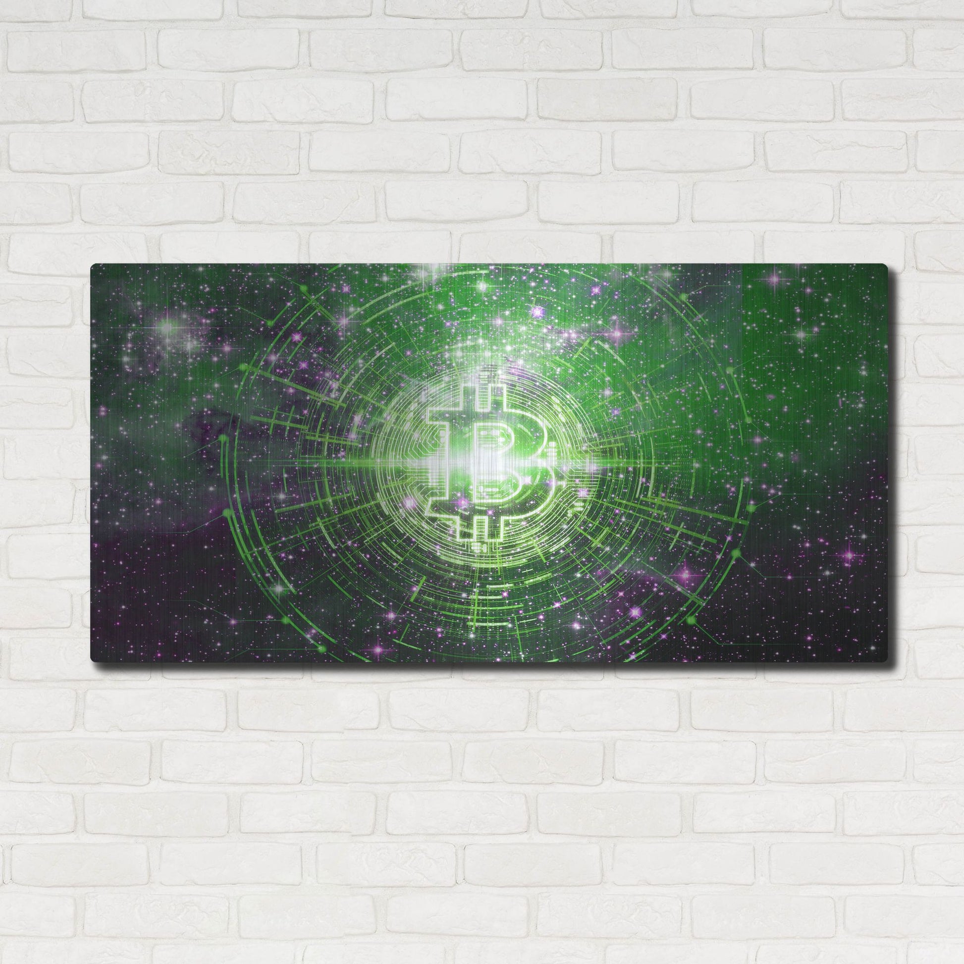 Luxe Metal Art 'Bitcoin Equinox', Metal Wall Art,48x24