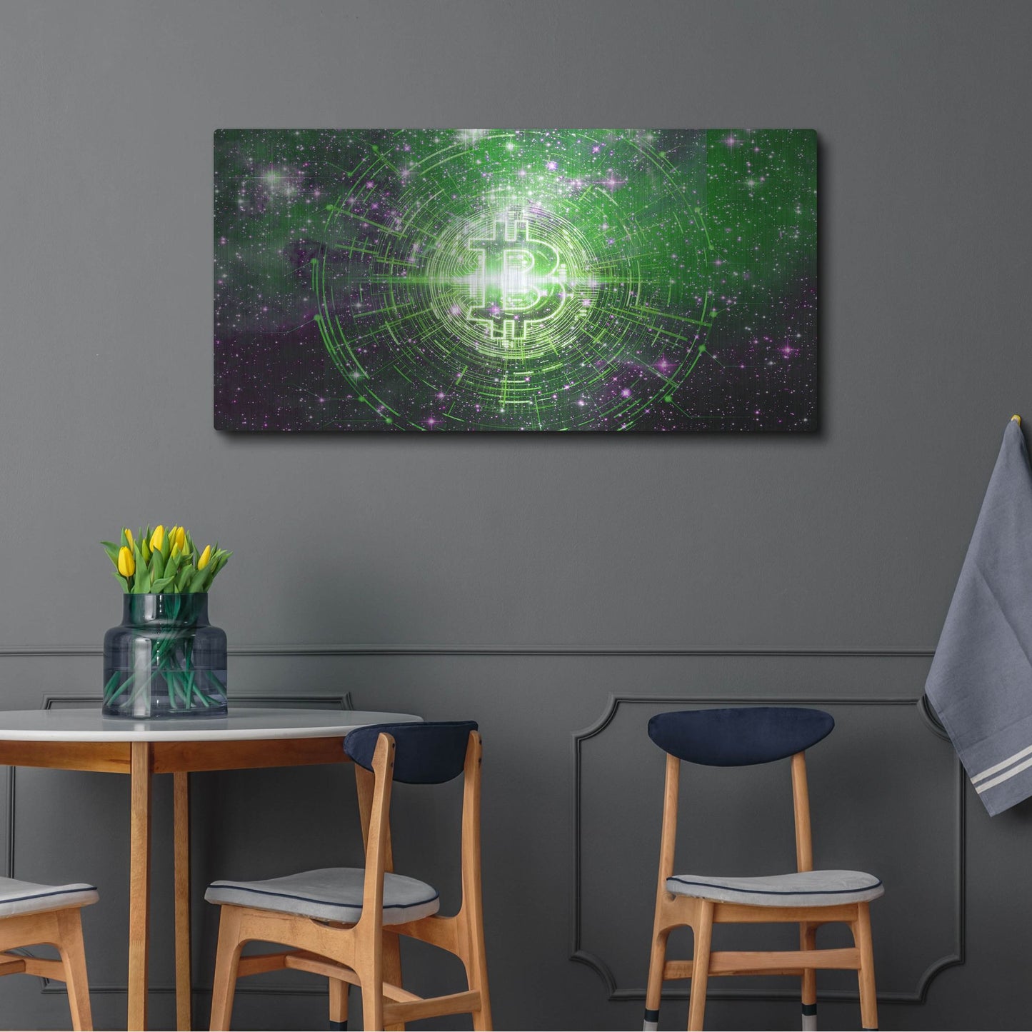 Luxe Metal Art 'Bitcoin Equinox', Metal Wall Art,48x24