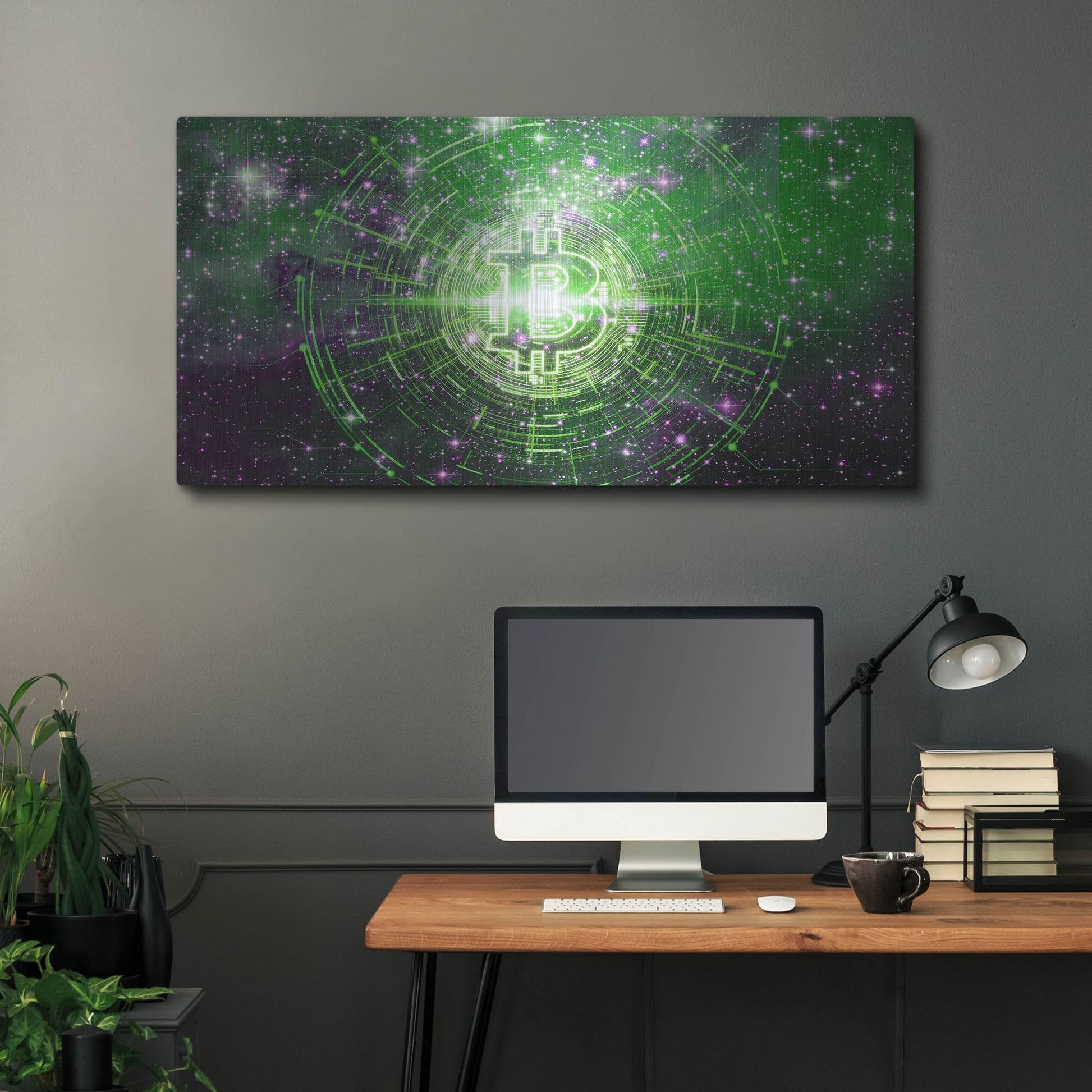 Luxe Metal Art 'Bitcoin Equinox', Metal Wall Art,48x24