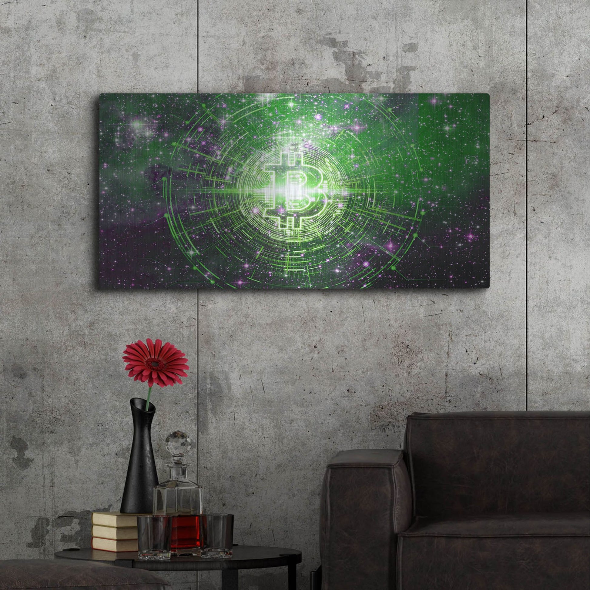 Luxe Metal Art 'Bitcoin Equinox', Metal Wall Art,48x24