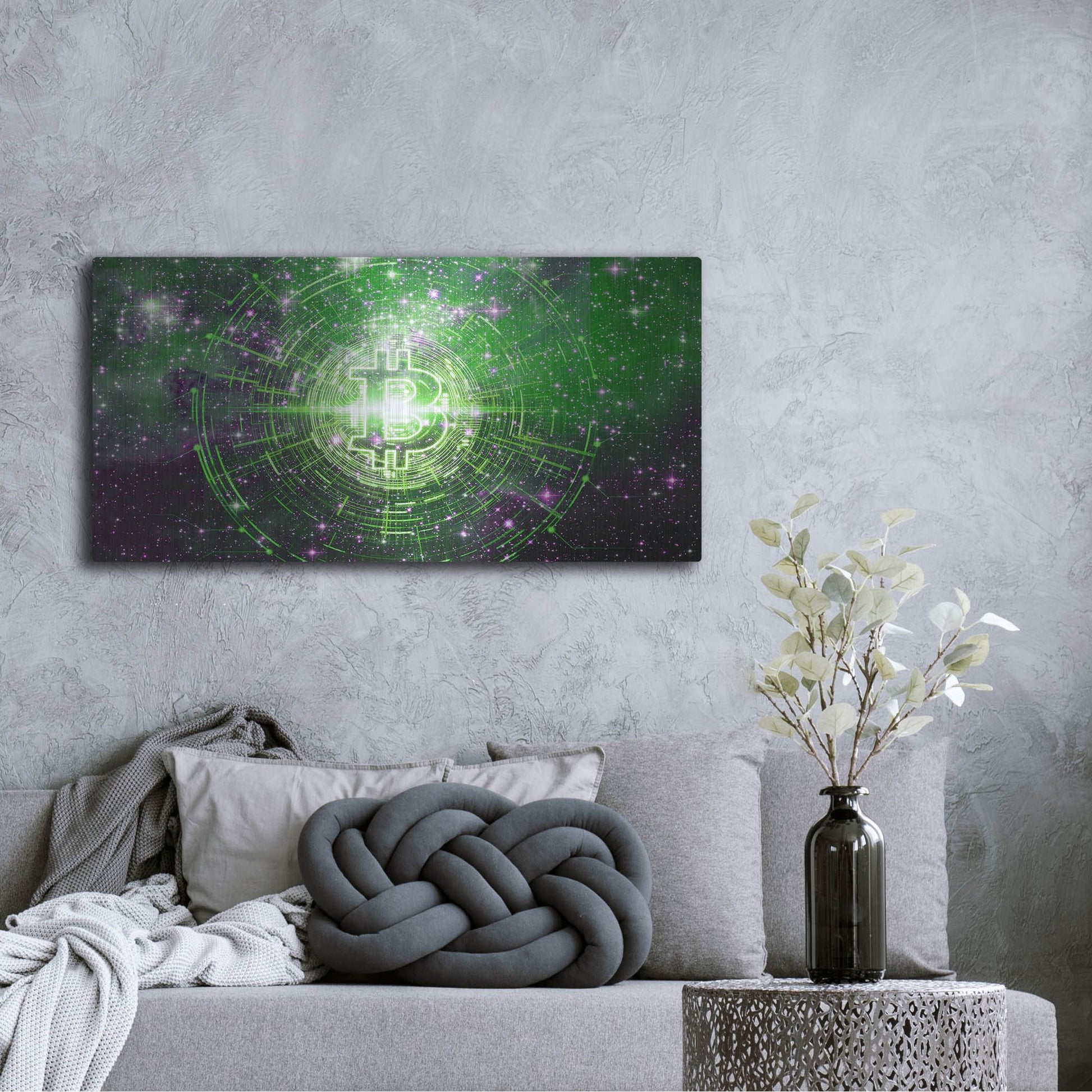 Luxe Metal Art 'Bitcoin Equinox', Metal Wall Art,48x24