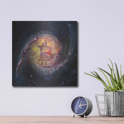 Luxe Metal Art 'Bitcoin Galaxy', Metal Wall Art,12x12