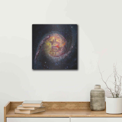 Luxe Metal Art 'Bitcoin Galaxy', Metal Wall Art,12x12