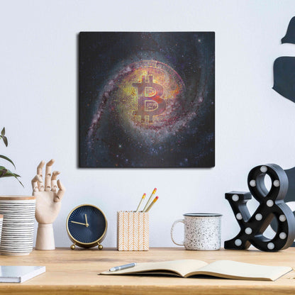 Luxe Metal Art 'Bitcoin Galaxy', Metal Wall Art,12x12