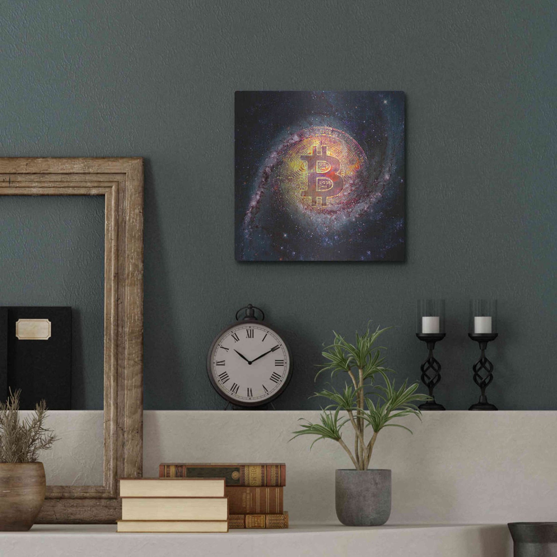 Luxe Metal Art 'Bitcoin Galaxy', Metal Wall Art,12x12
