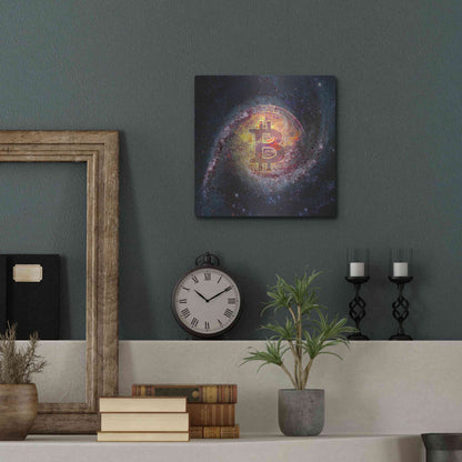 Luxe Metal Art 'Bitcoin Galaxy', Metal Wall Art,12x12