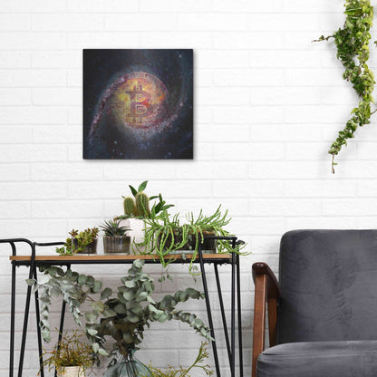Luxe Metal Art 'Bitcoin Galaxy', Metal Wall Art,12x12