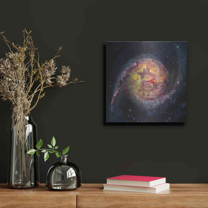 Luxe Metal Art 'Bitcoin Galaxy', Metal Wall Art,12x12