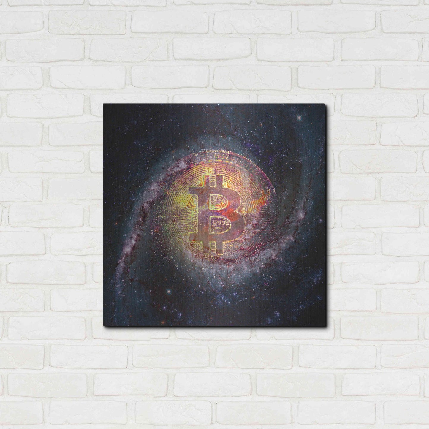 Luxe Metal Art 'Bitcoin Galaxy', Metal Wall Art,24x24