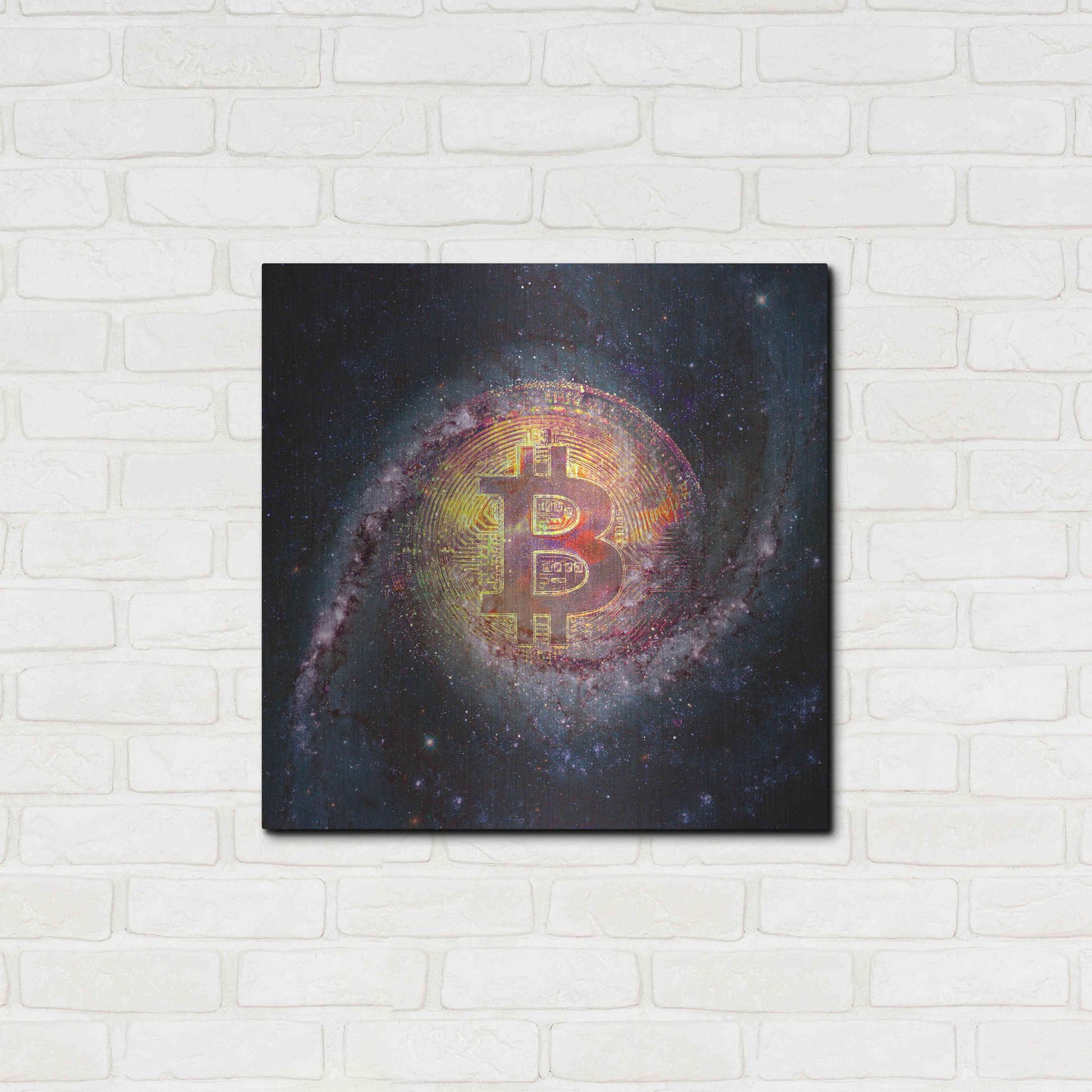 Luxe Metal Art 'Bitcoin Galaxy', Metal Wall Art,24x24