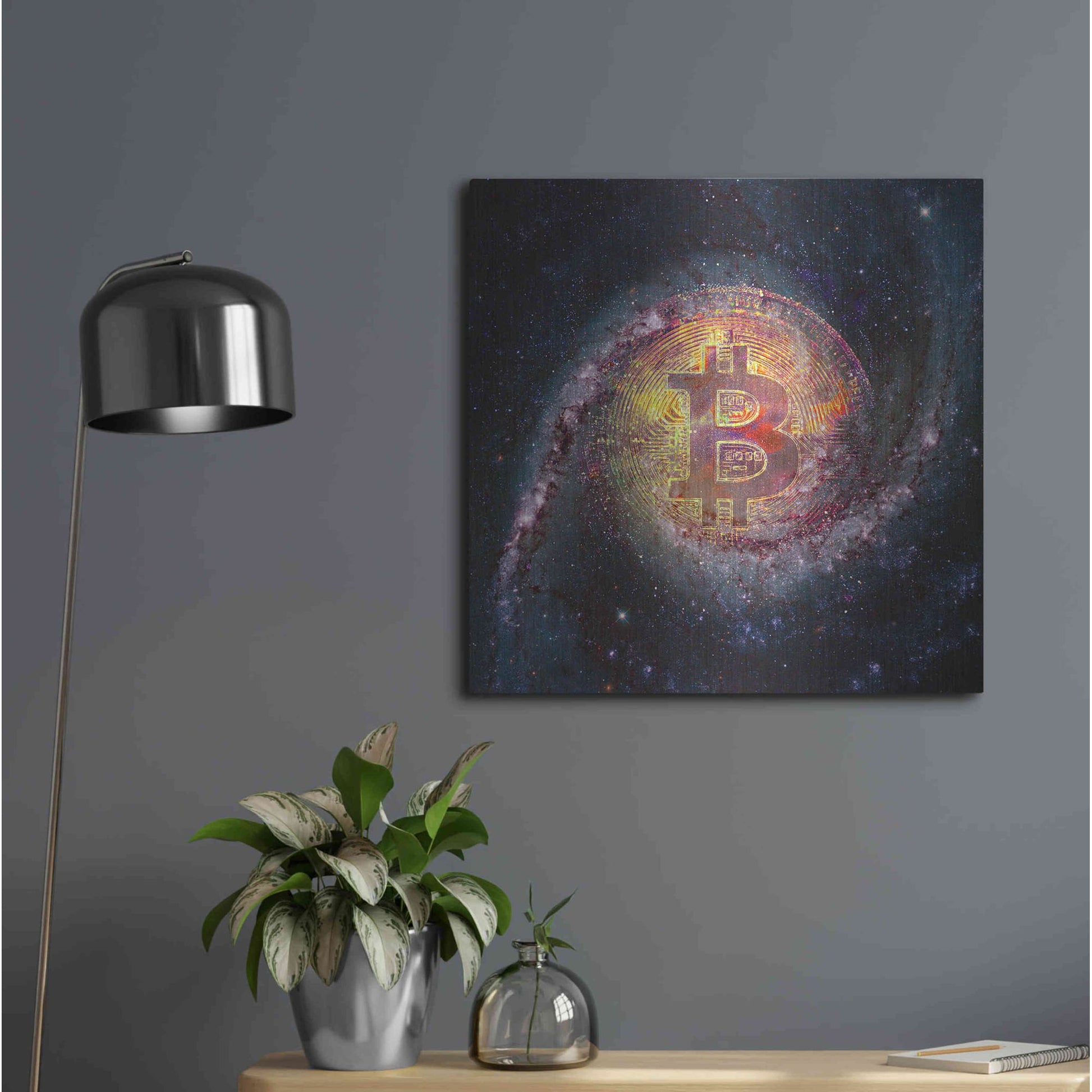 Luxe Metal Art 'Bitcoin Galaxy', Metal Wall Art,24x24