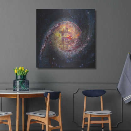 Luxe Metal Art 'Bitcoin Galaxy', Metal Wall Art,36x36