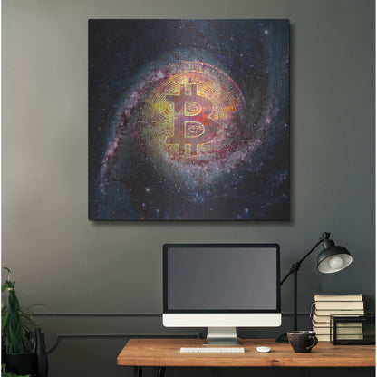 Luxe Metal Art 'Bitcoin Galaxy', Metal Wall Art,36x36