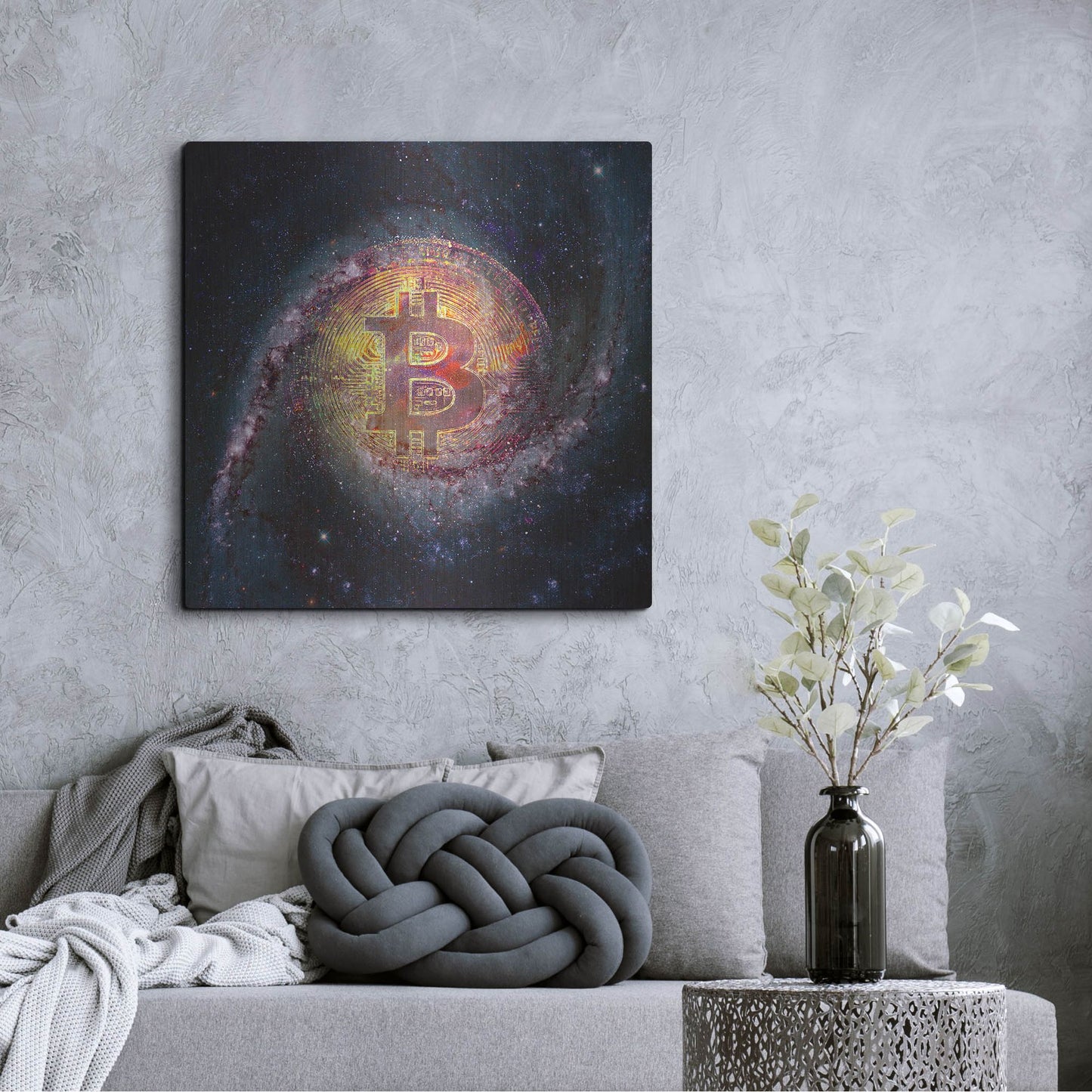 Luxe Metal Art 'Bitcoin Galaxy', Metal Wall Art,36x36