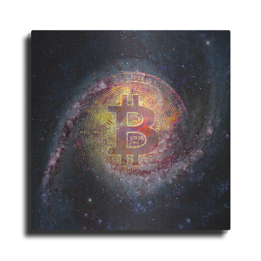 Luxe Metal Art 'Bitcoin Galaxy', Metal Wall Art