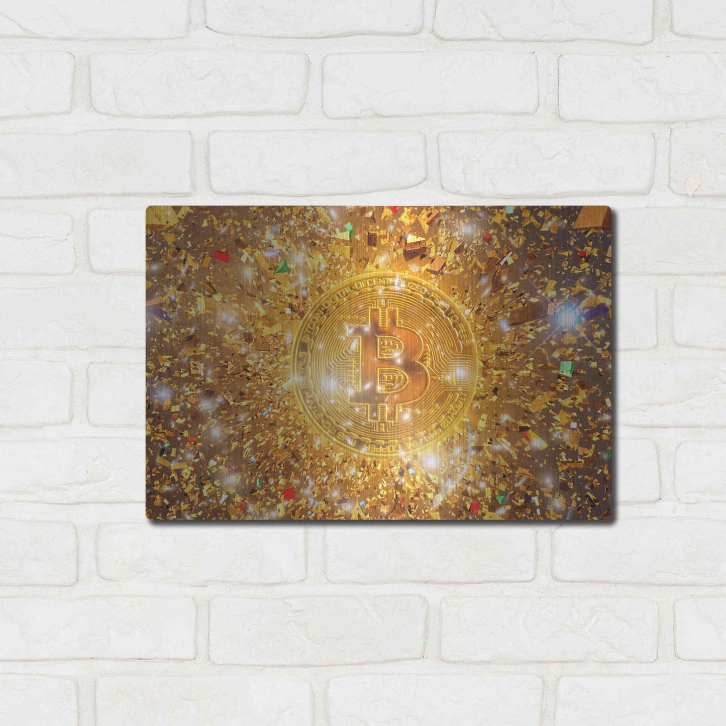 Luxe Metal Art 'Bitcoin Gilt', Metal Wall Art,16x12