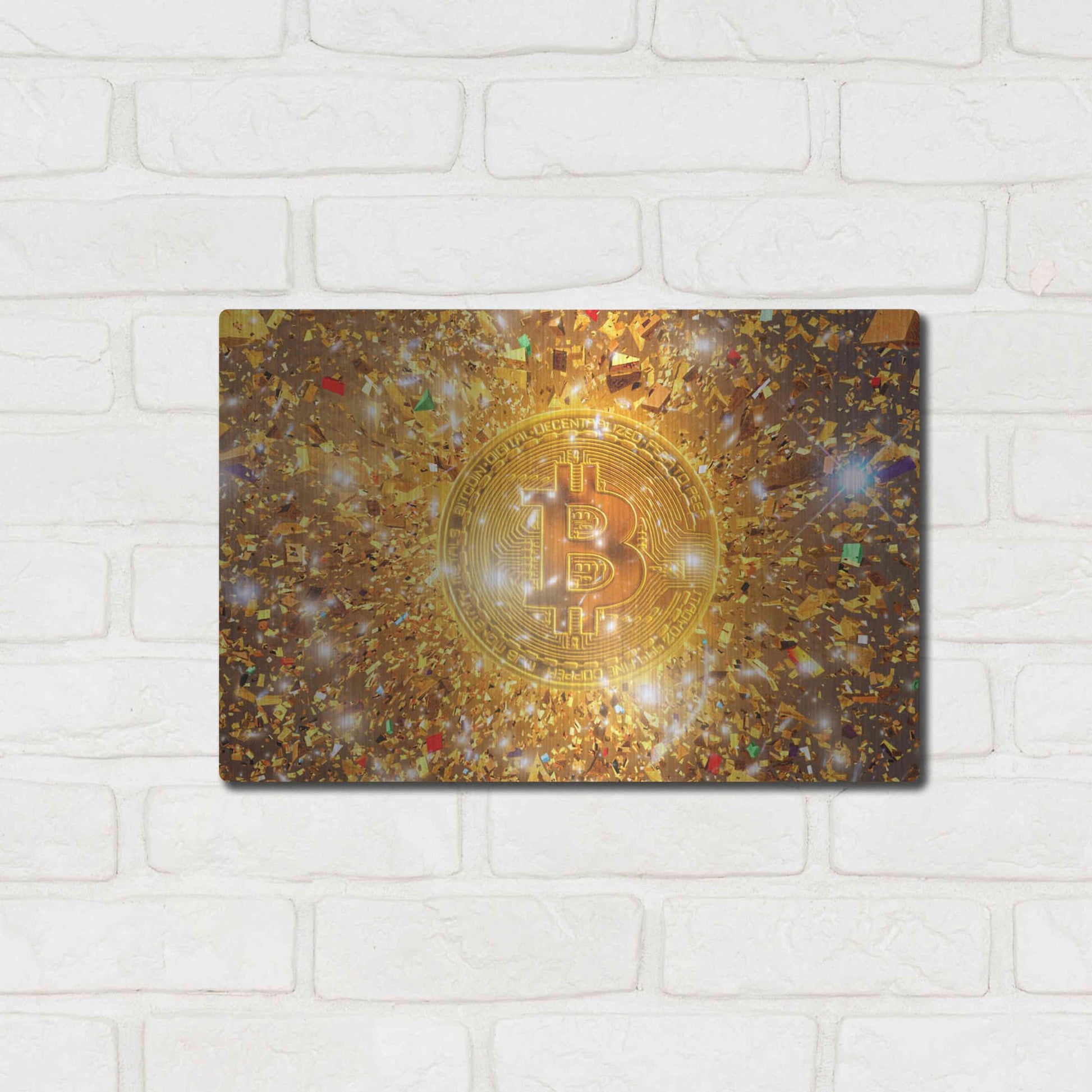 Luxe Metal Art 'Bitcoin Gilt', Metal Wall Art,16x12
