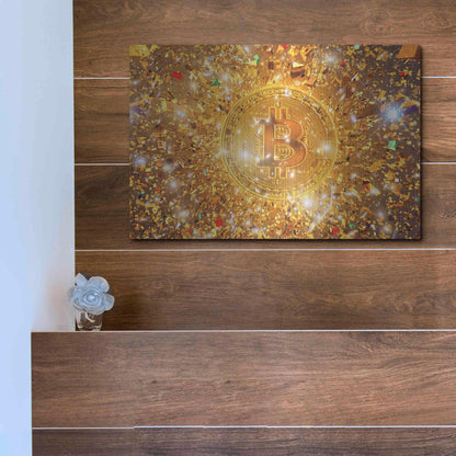 Luxe Metal Art 'Bitcoin Gilt', Metal Wall Art,16x12