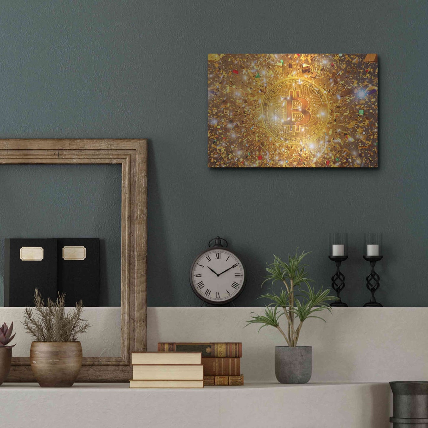 Luxe Metal Art 'Bitcoin Gilt', Metal Wall Art,16x12