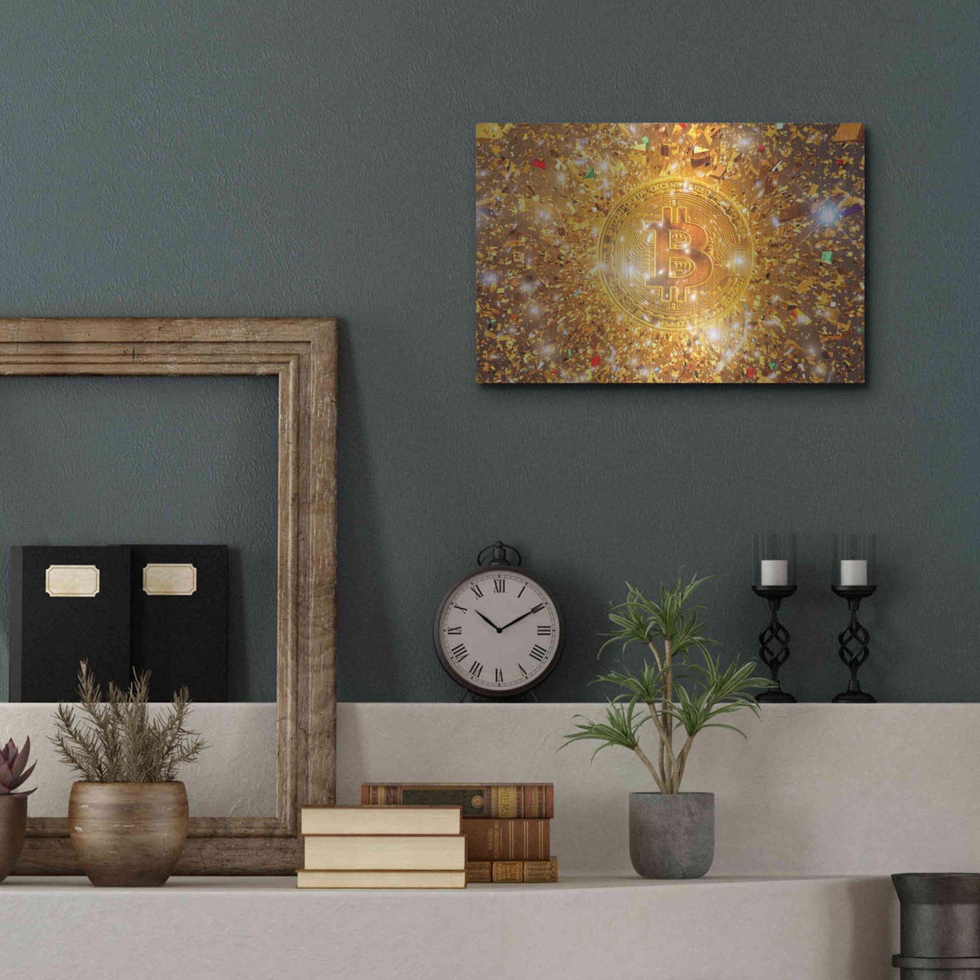 Luxe Metal Art 'Bitcoin Gilt', Metal Wall Art,16x12