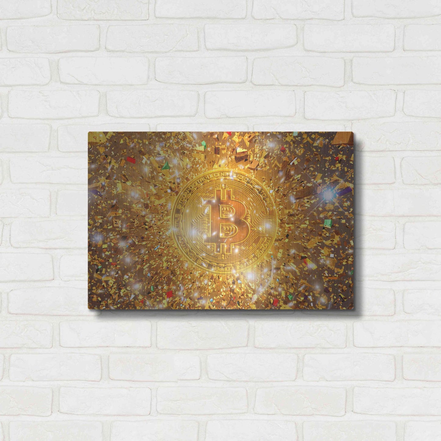 Luxe Metal Art 'Bitcoin Gilt', Metal Wall Art,24x16