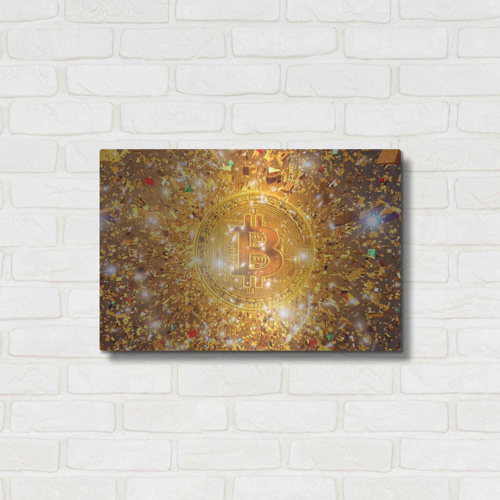 Luxe Metal Art 'Bitcoin Gilt', Metal Wall Art,24x16