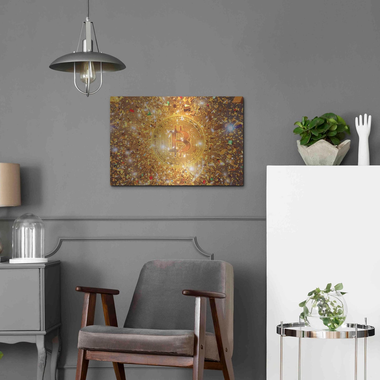 Luxe Metal Art 'Bitcoin Gilt', Metal Wall Art,24x16