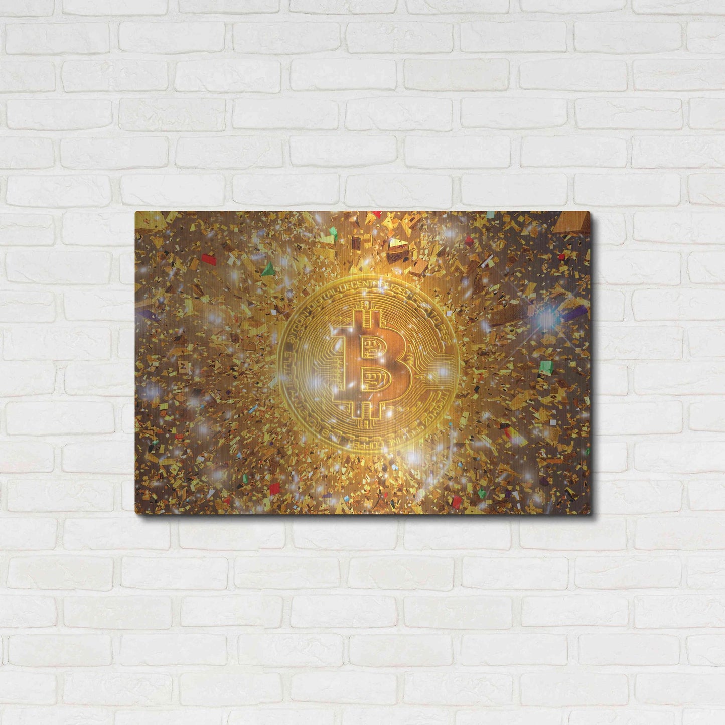Luxe Metal Art 'Bitcoin Gilt', Metal Wall Art,36x24
