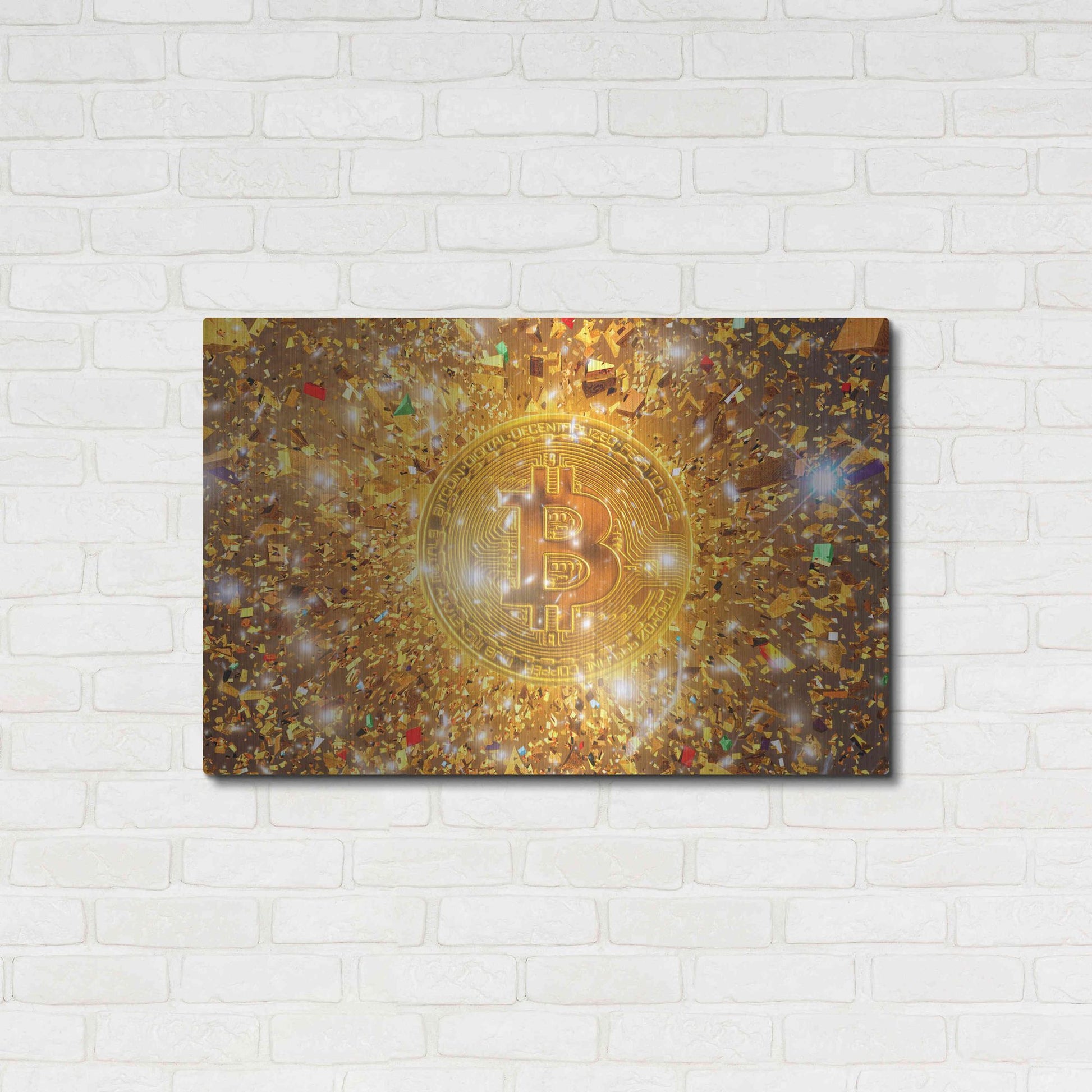 Luxe Metal Art 'Bitcoin Gilt', Metal Wall Art,36x24