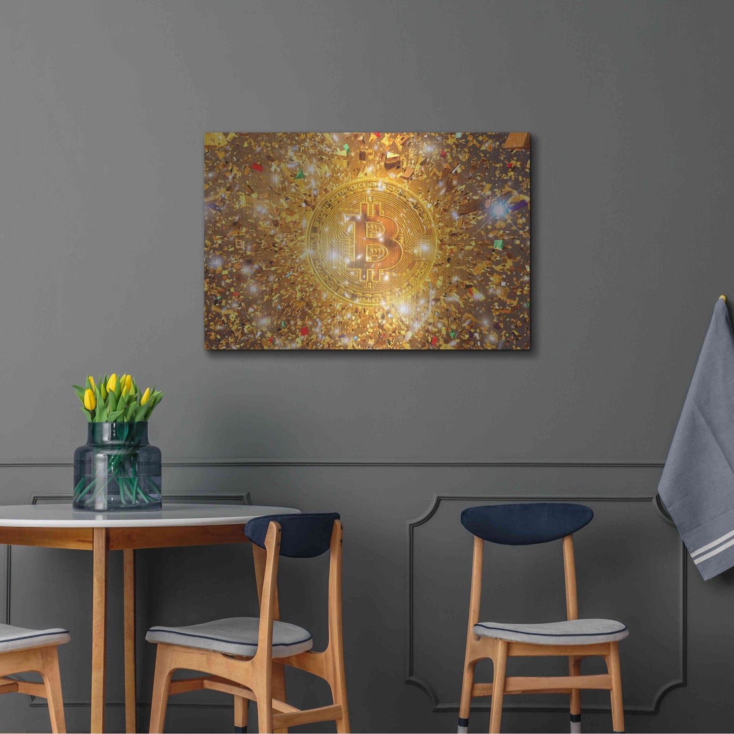 Luxe Metal Art 'Bitcoin Gilt', Metal Wall Art,36x24
