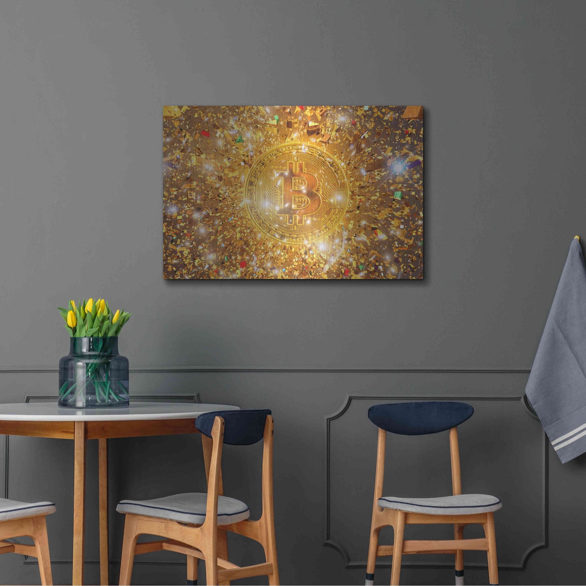 Luxe Metal Art 'Bitcoin Gilt', Metal Wall Art,36x24