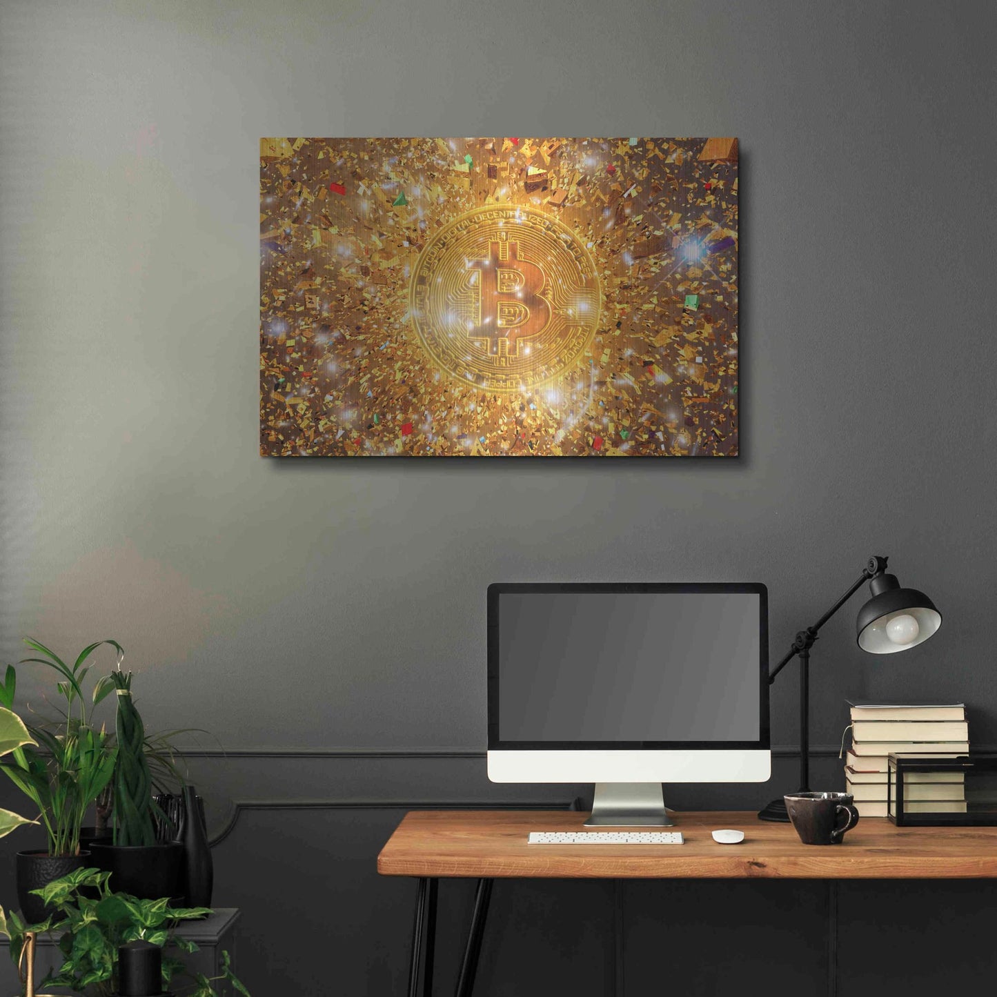 Luxe Metal Art 'Bitcoin Gilt', Metal Wall Art,36x24